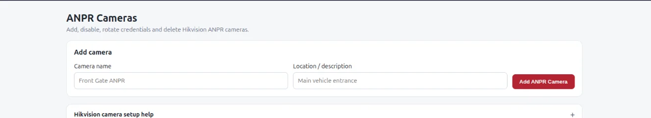 Ruby ANPR camera management and Hikvision setup help
